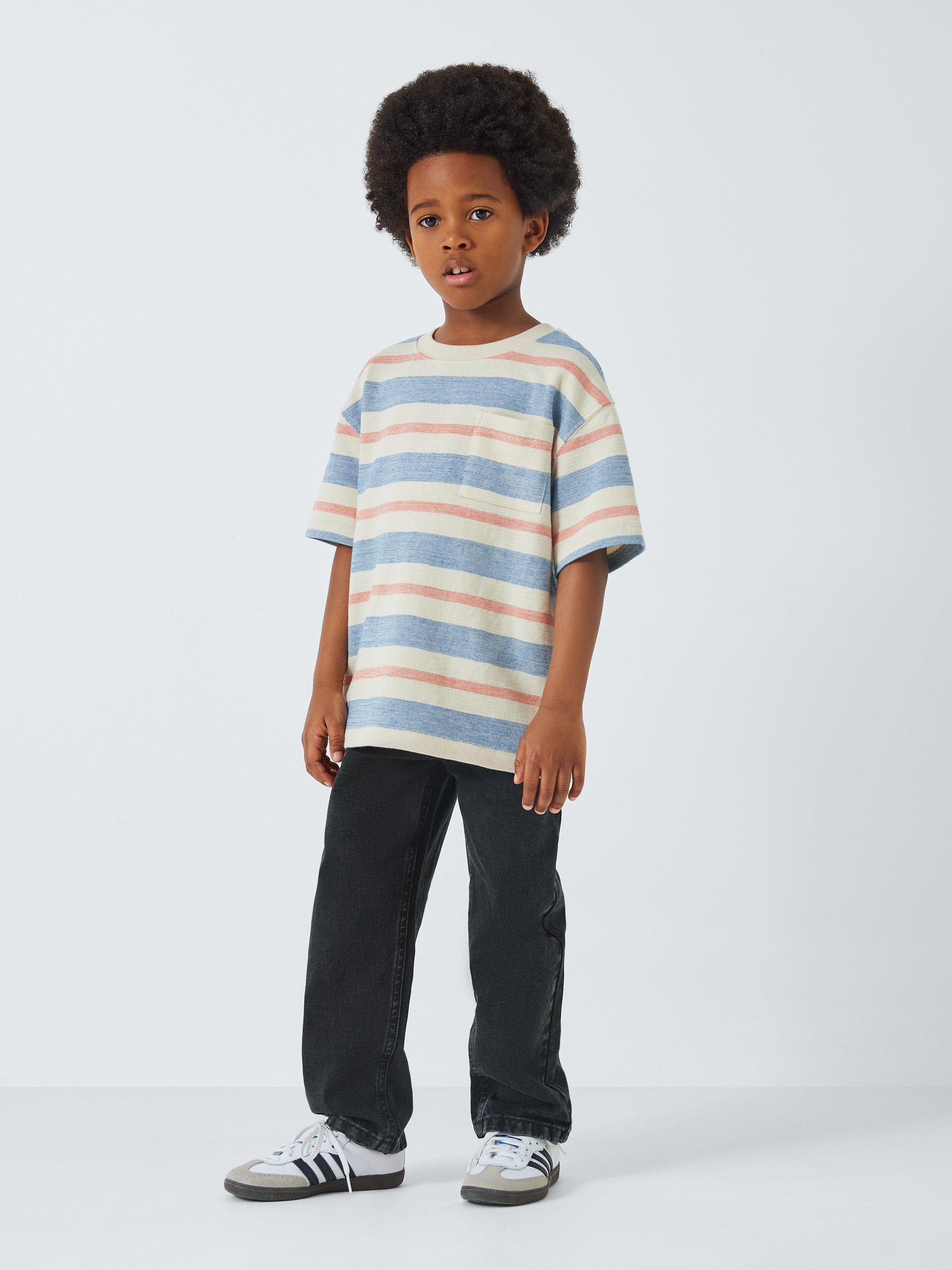 John Lewis Kids' Textured Stripe T-Shirt, Multi