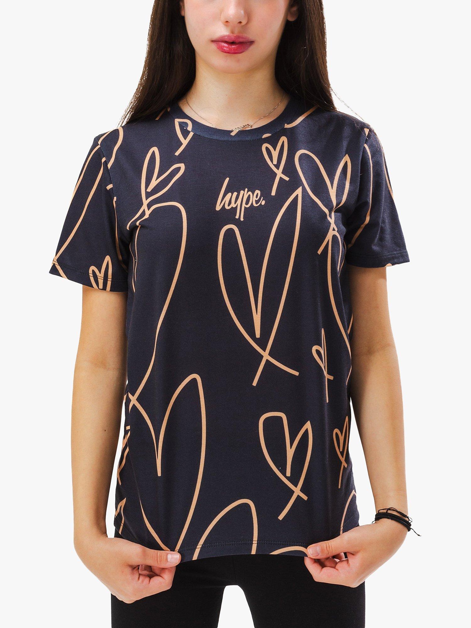 Hype Kids' Scribble Heart T-Shirt, Black