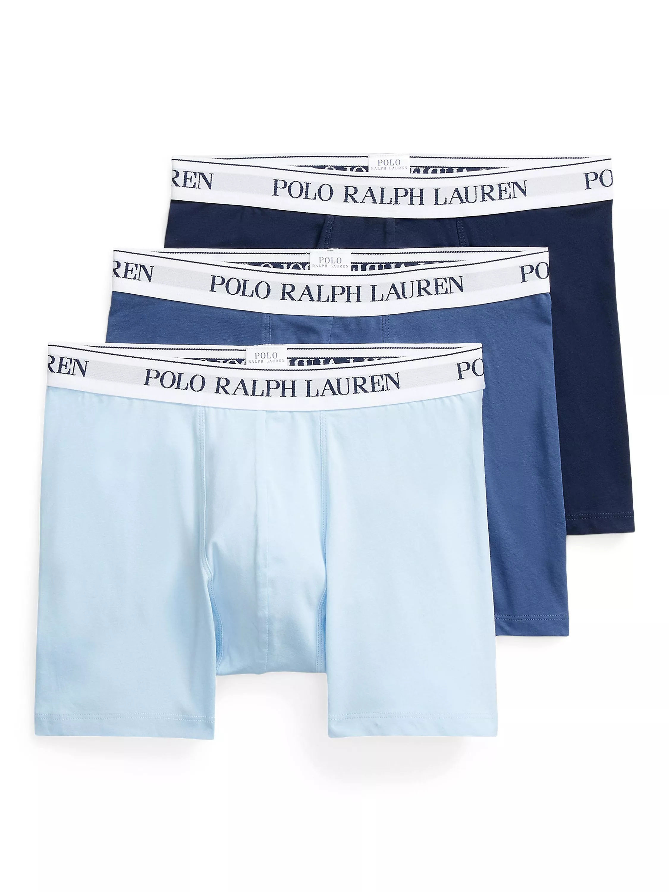 Ralph Lauren Stretch Cotton Boxer Brief, Pack of 3, Blue/Multi