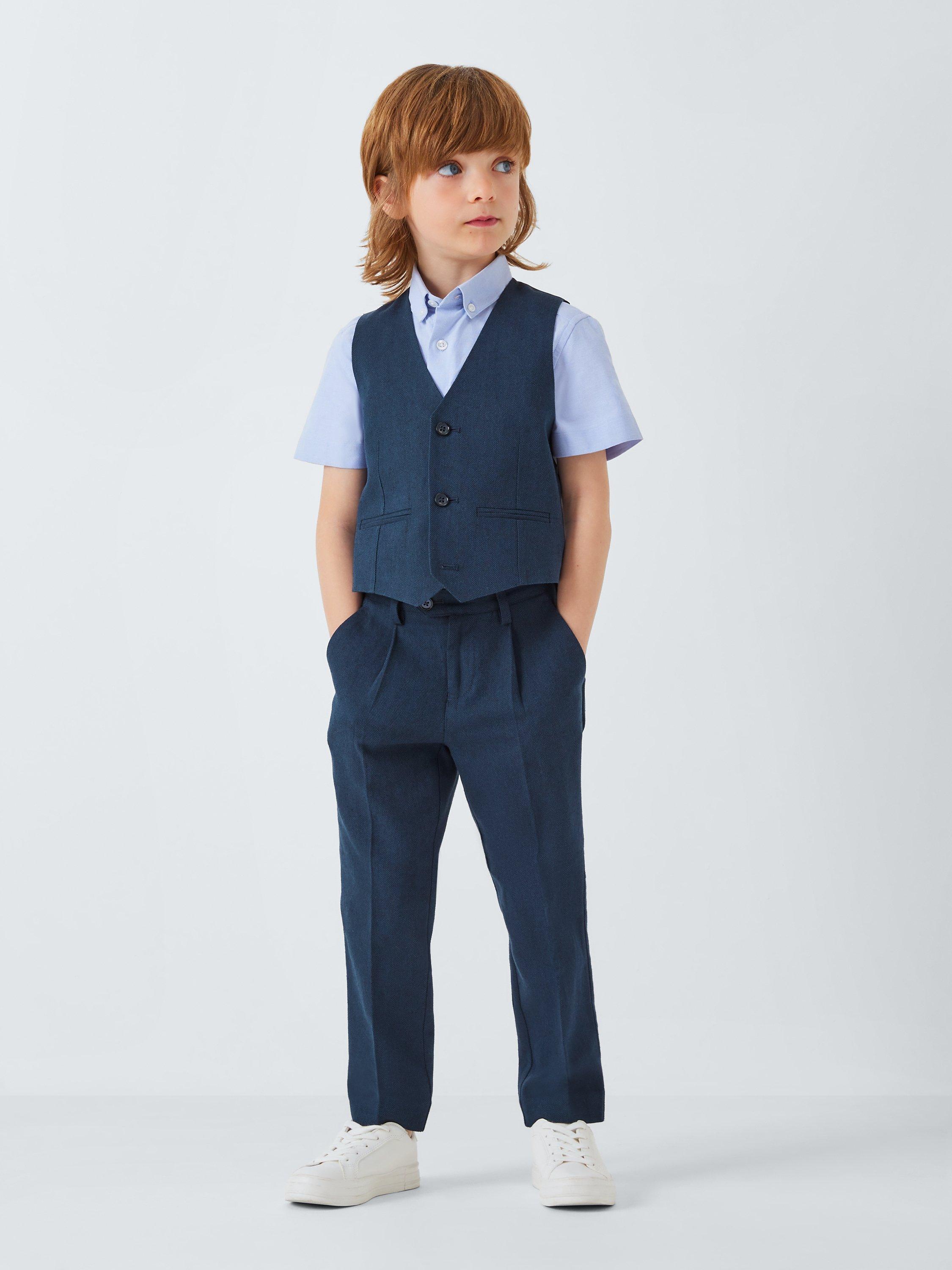 John Lewis Heirloom Collection Kids' Linen Blend Waistcoat, Navy, 6 years