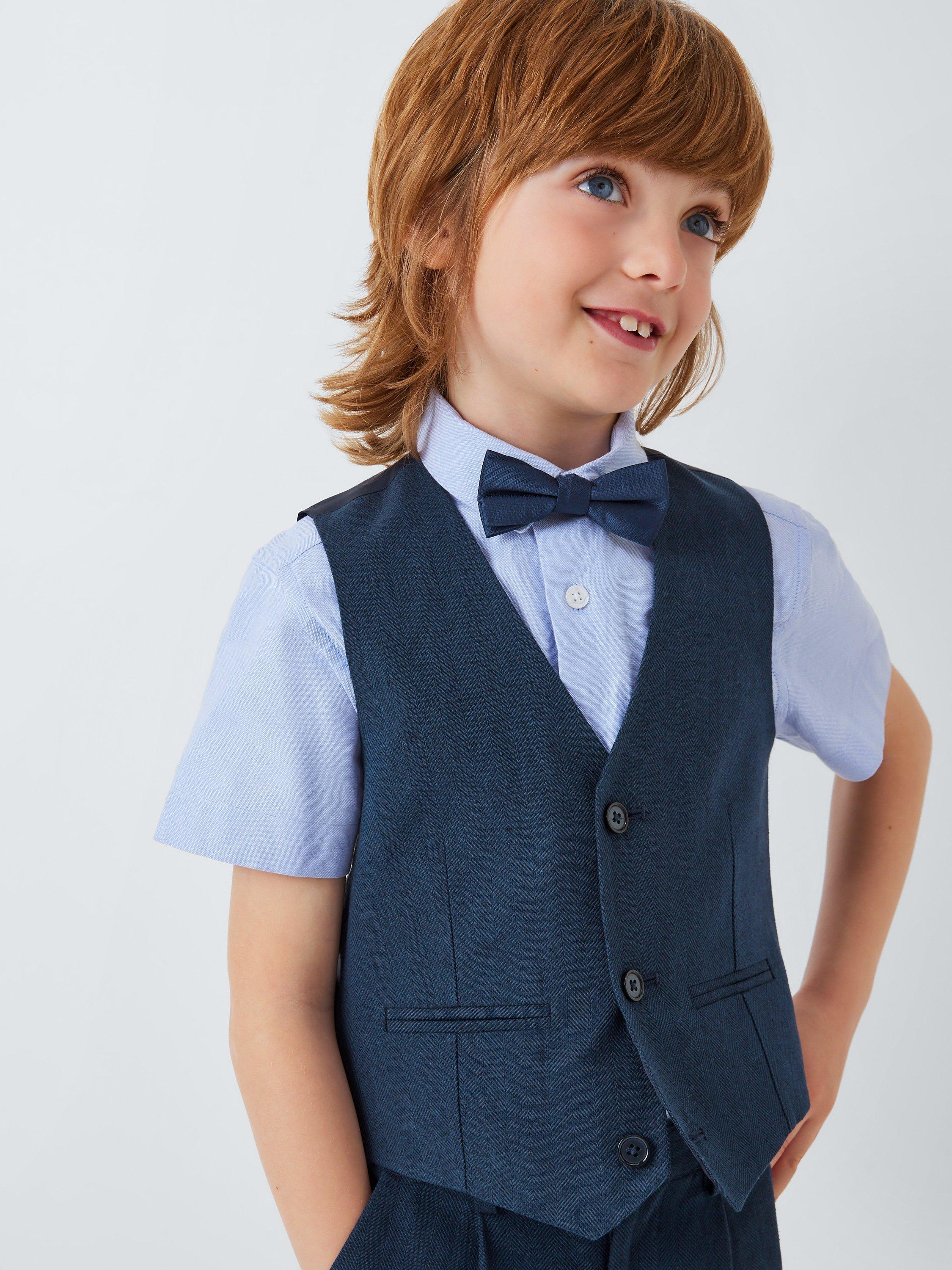 John Lewis Heirloom Collection Kids' Linen Blend Waistcoat, Navy, 6 years