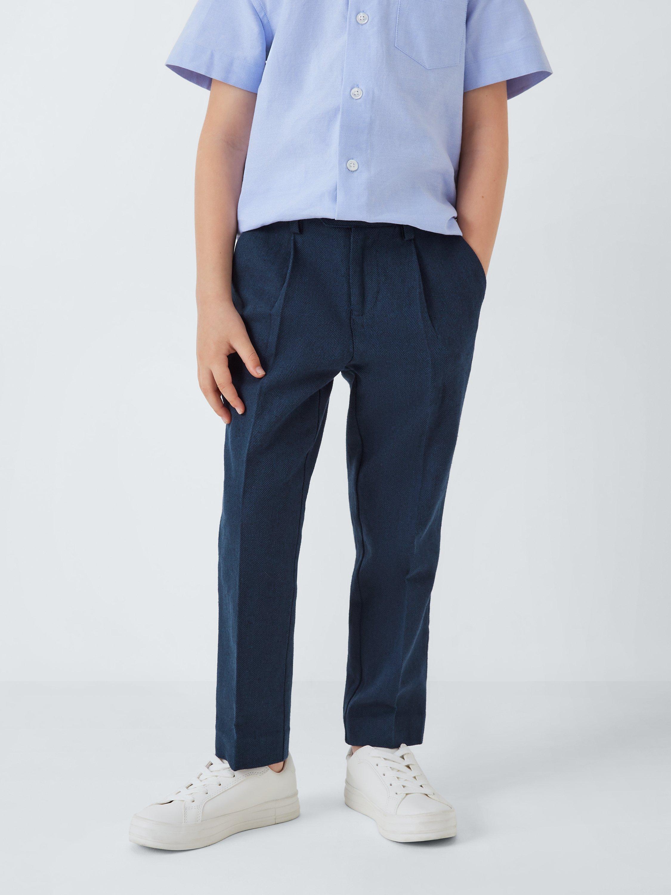 John Lewis Heirloom Collection Kids' Linen Blend Suit Trousers, Navy