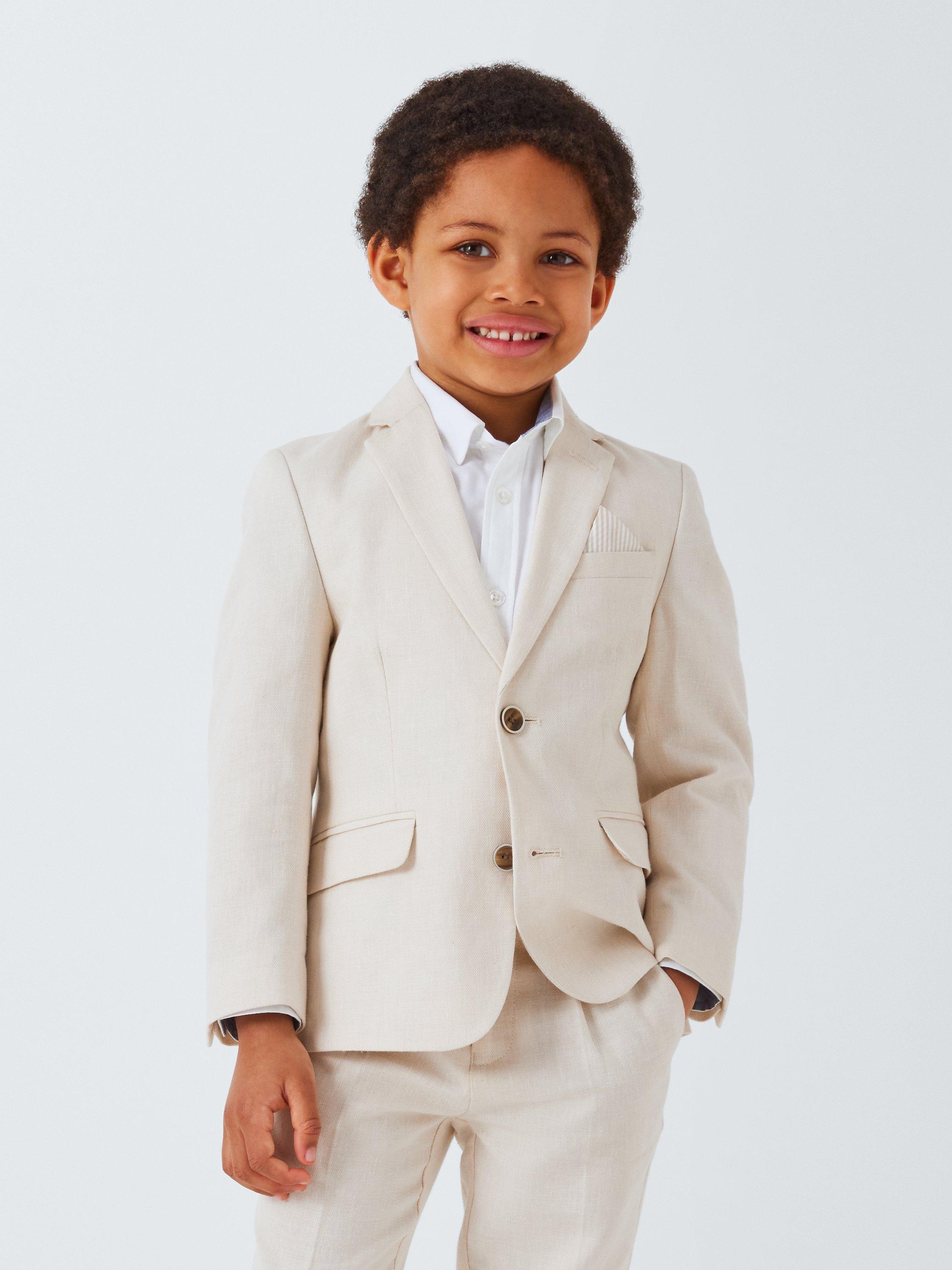 John Lewis Heirloom Collection Kids Linen Blend Suit Jacket Stone