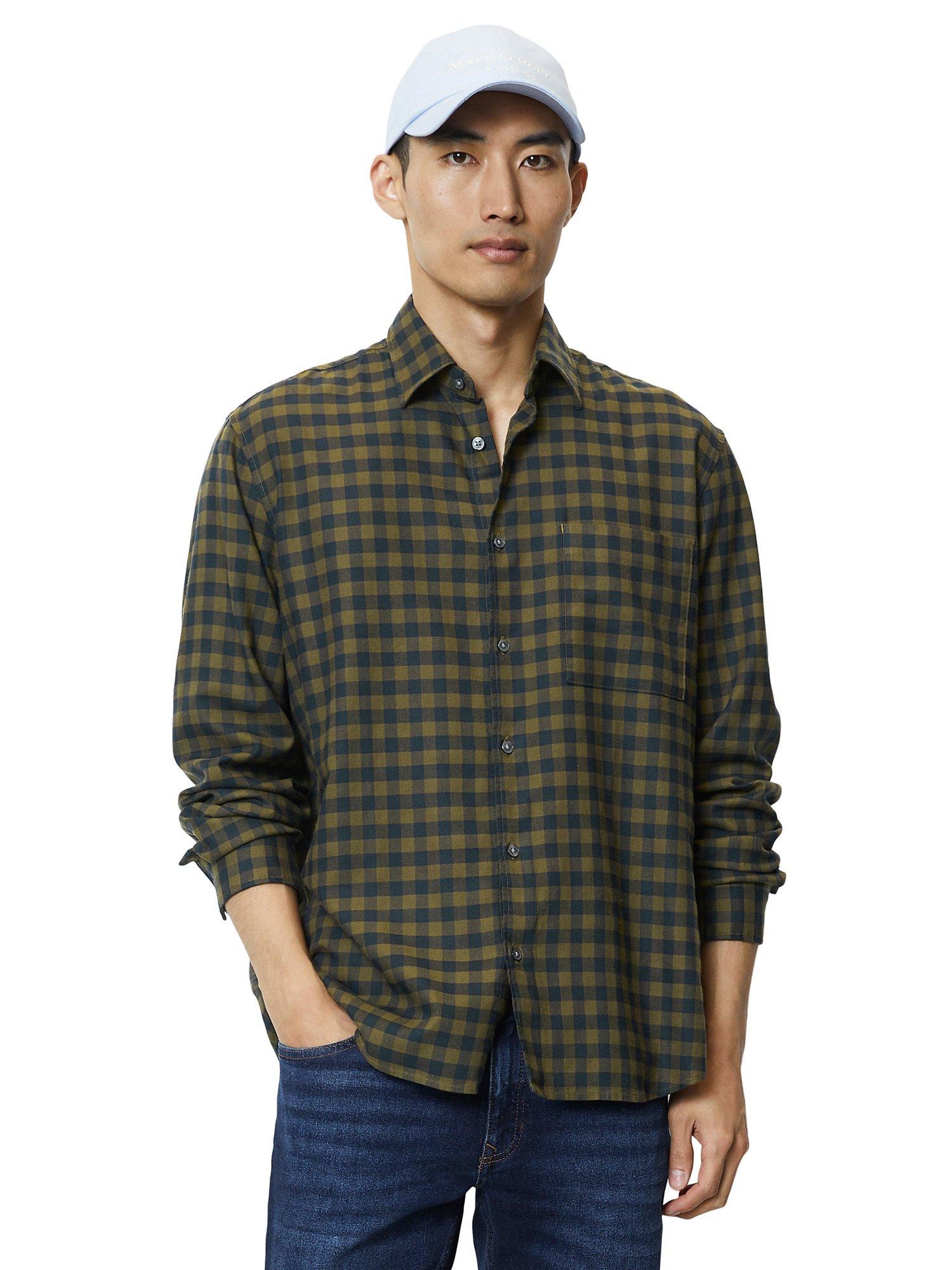 Marc O'Polo Long Sleeve Checked Shirt, Multi/Crimson Brown
