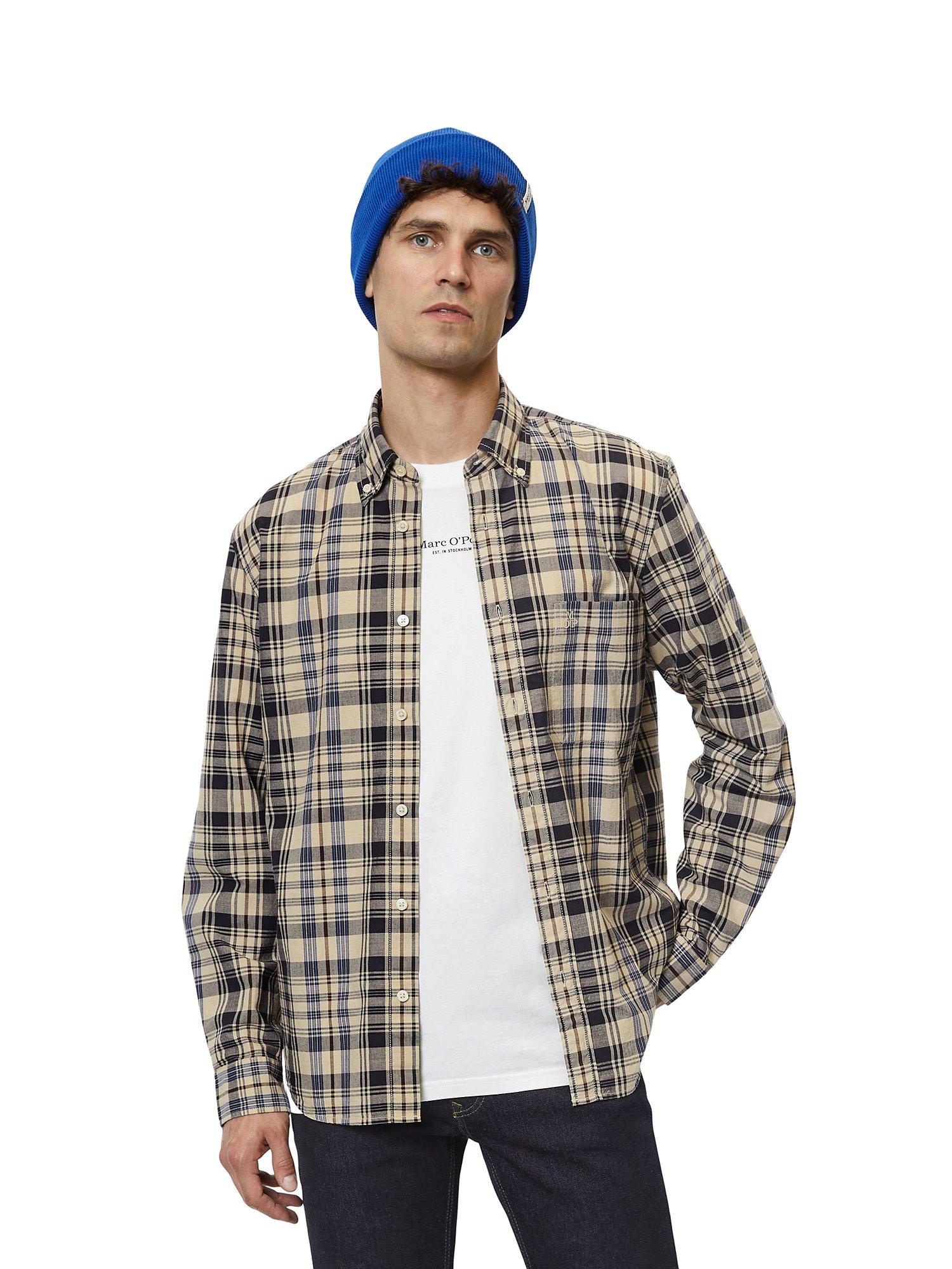 Marc O'Polo Long Sleeve Checked Shirt, Multi/Cream