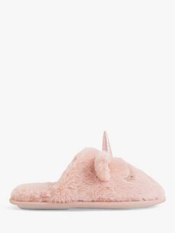 Angels by Accessorize Kids' Fluffy Unicorn Slippers, Pink, 