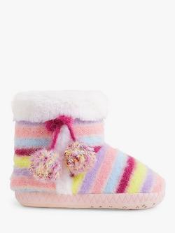 Angels by Accessorize Kids' Stripe Faux Fur Lined Slipper Boots, Multi, 