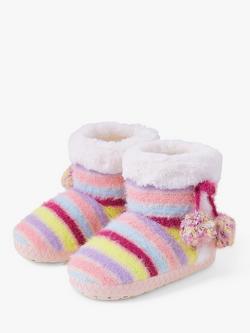 Angels by Accessorize Kids' Stripe Faux Fur Lined Slipper Boots, Multi - view 2, 