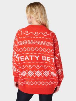 Sweaty Betty Snow Fair Isle Jumper, Firebird Orange Fair - view 2, Firebird Orange Fair