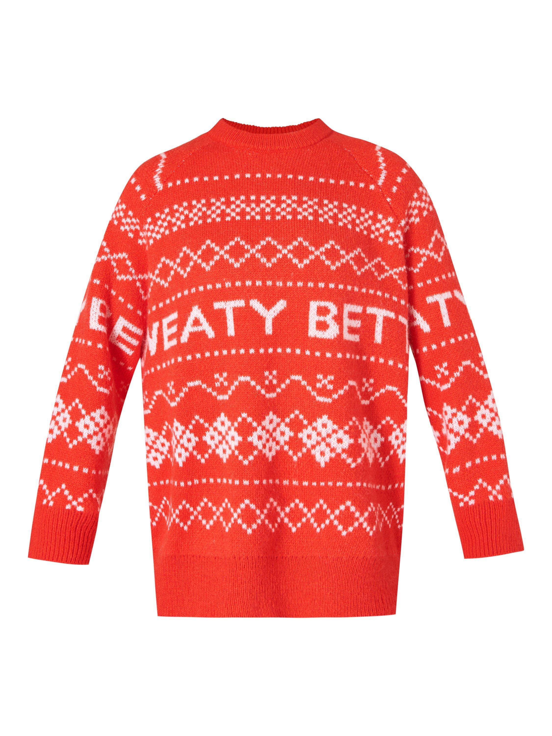 Product image 6 of 6, which shows Sweaty Betty Snow Fair Isle Jumper, Firebird Orange Fair, XXS-XS