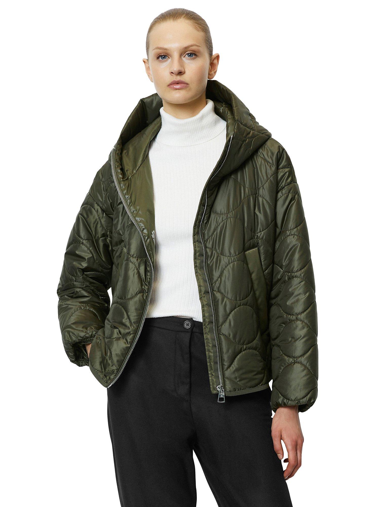 Marc O'Polo Hooded Cape Style Quilt Jacket, Olive