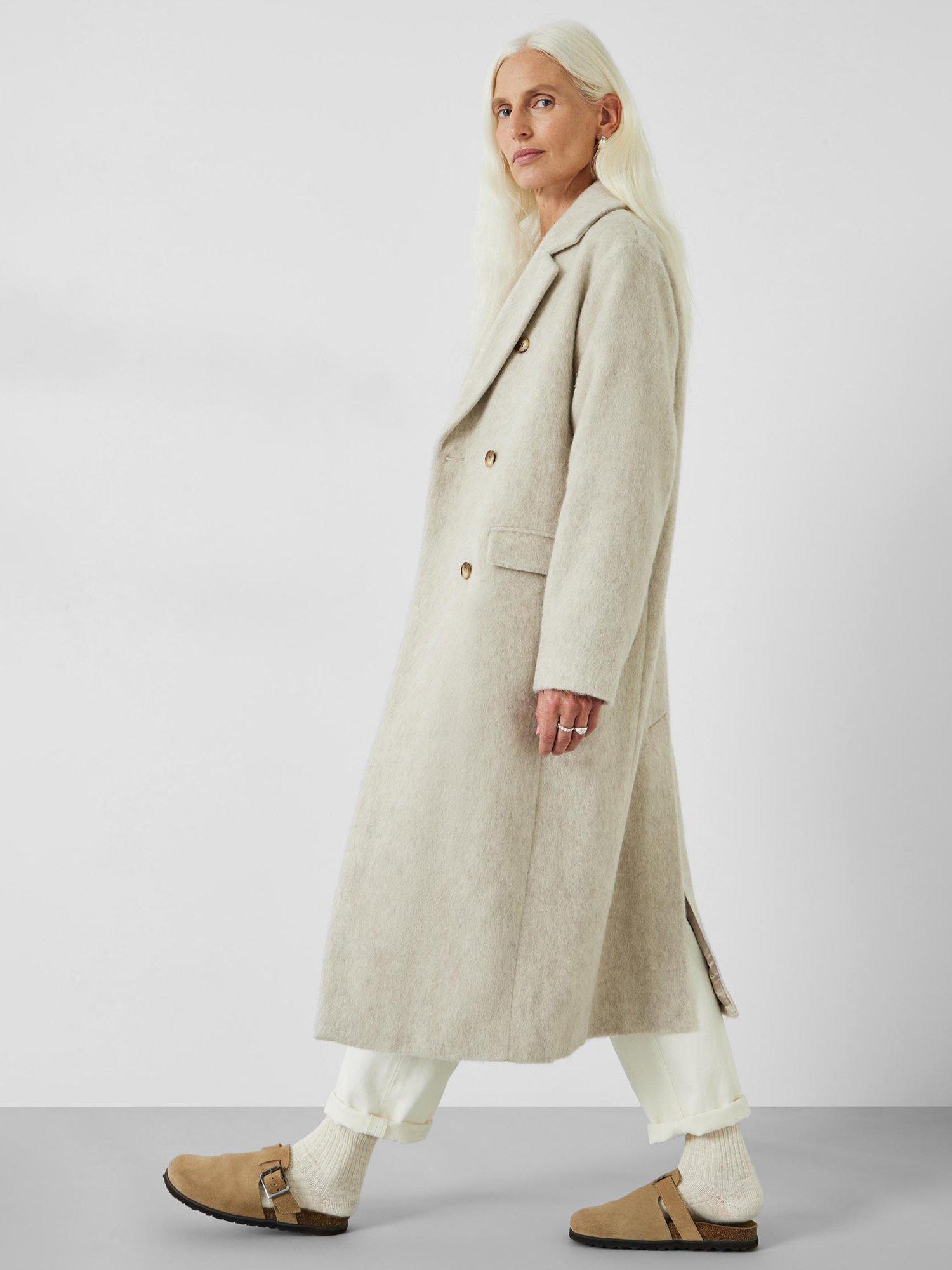 Product image 5 of 5, which shows HUSH Scout Double Breasted Wool Blend Coat, Pale Oatmeal, 16