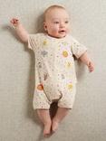 Purebaby Baby Organic Cotton Sananna Safari Applique Short Sleeve Growsuit, Oatmeal