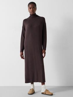HUSH Chloe Jersey Midi Dress, Chocolate Melange, Chocolate Melange