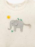 Purebaby Baby Organic Cotton & Linen Blend Elephant Appliqe T-Shirt & Gingham Shorts Set, Green/Multi