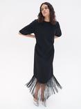 HUSH Hailey Fringed T-Shirt Dress, Black