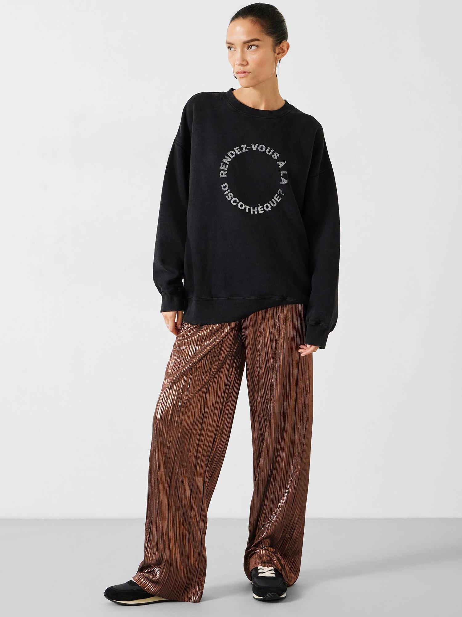 Product image 2 of 5, which shows HUSH Reva Pleated Wide Leg Trousers, Bronze, 6