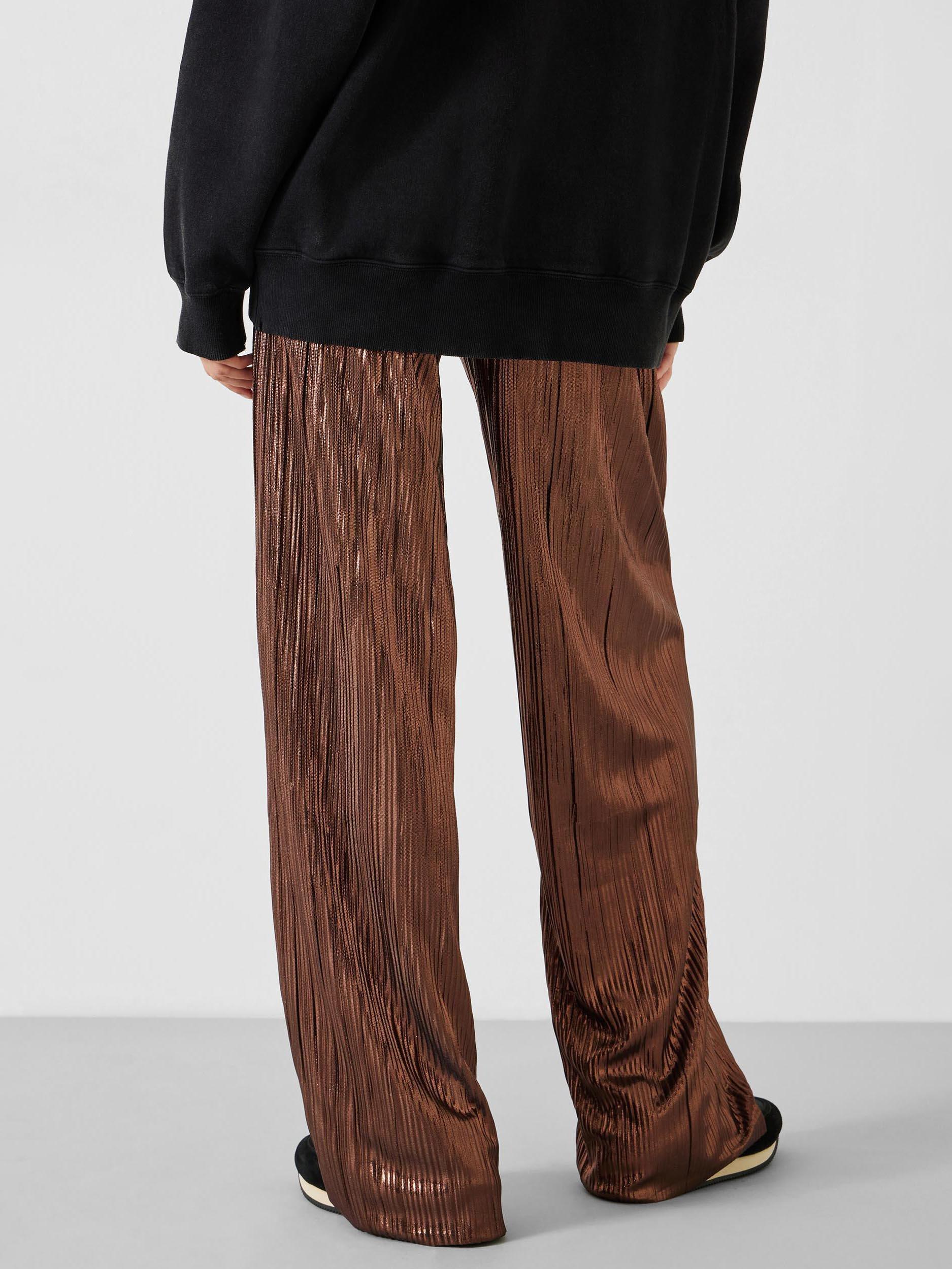 Product image 4 of 5, which shows HUSH Reva Pleated Wide Leg Trousers, Bronze, 6