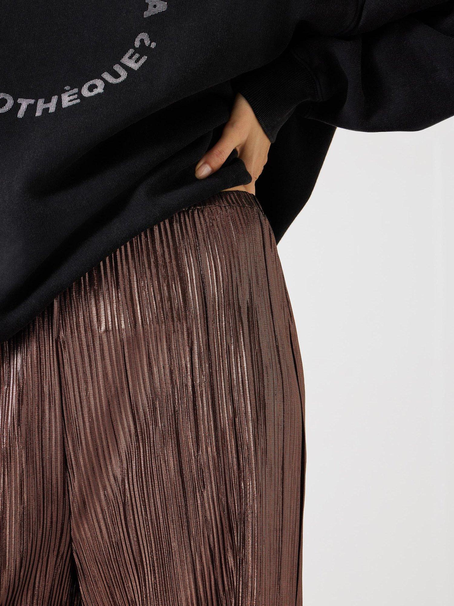 Product image 5 of 5, which shows HUSH Reva Pleated Wide Leg Trousers, Bronze, 6