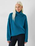 HUSH Meryl Roll Neck Wool Blend Jumper, Teal