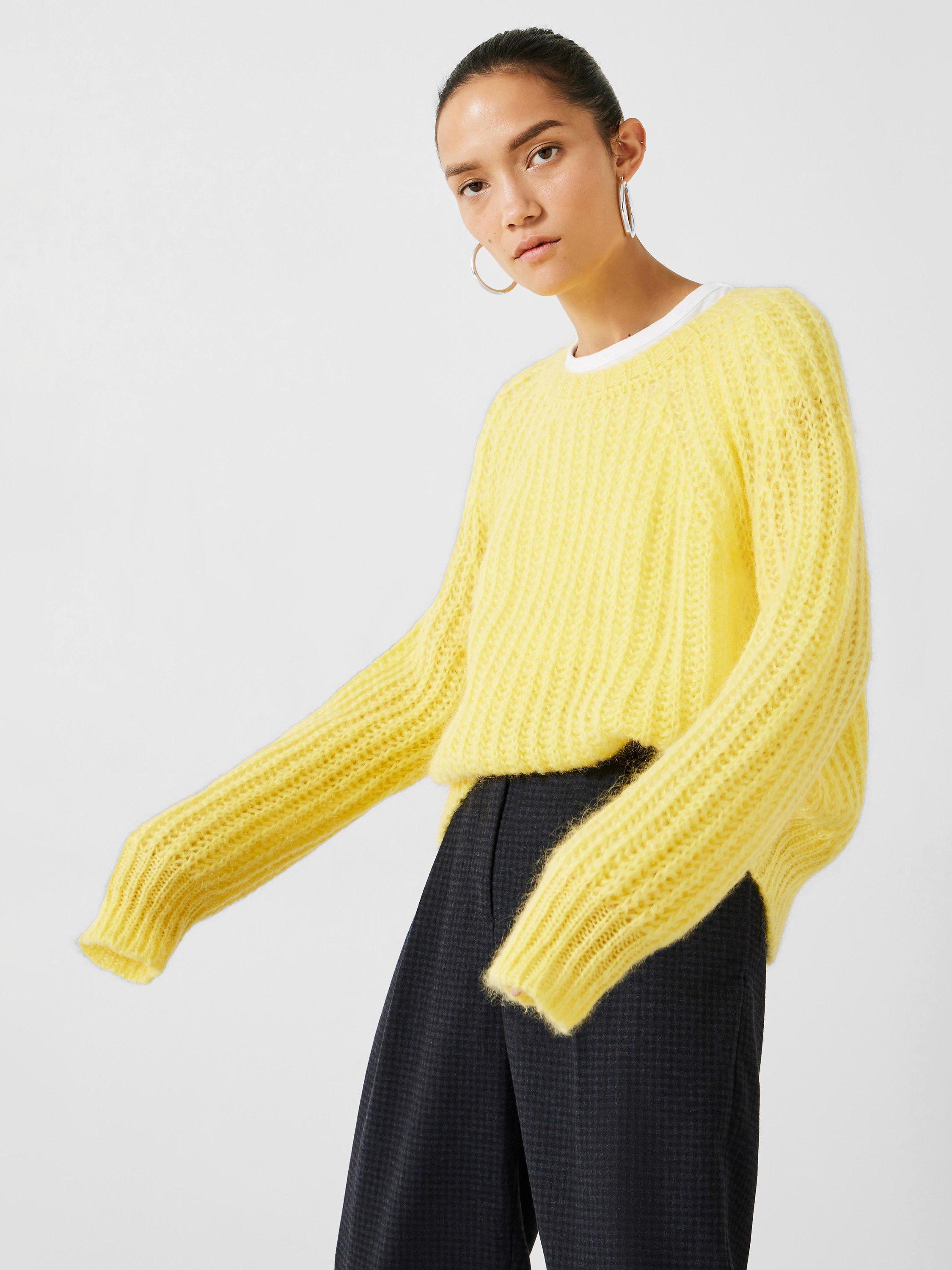 HUSH Tabby Fluffy Crew Neck Jumper, Citrus
