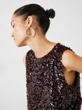 HUSH Zarina Cropped Sequin Top, Chocolate, Chocolate