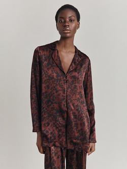 Ghost Lena Satin Jacket, Burgundy Leopard Print, Burgundy Leopard Print