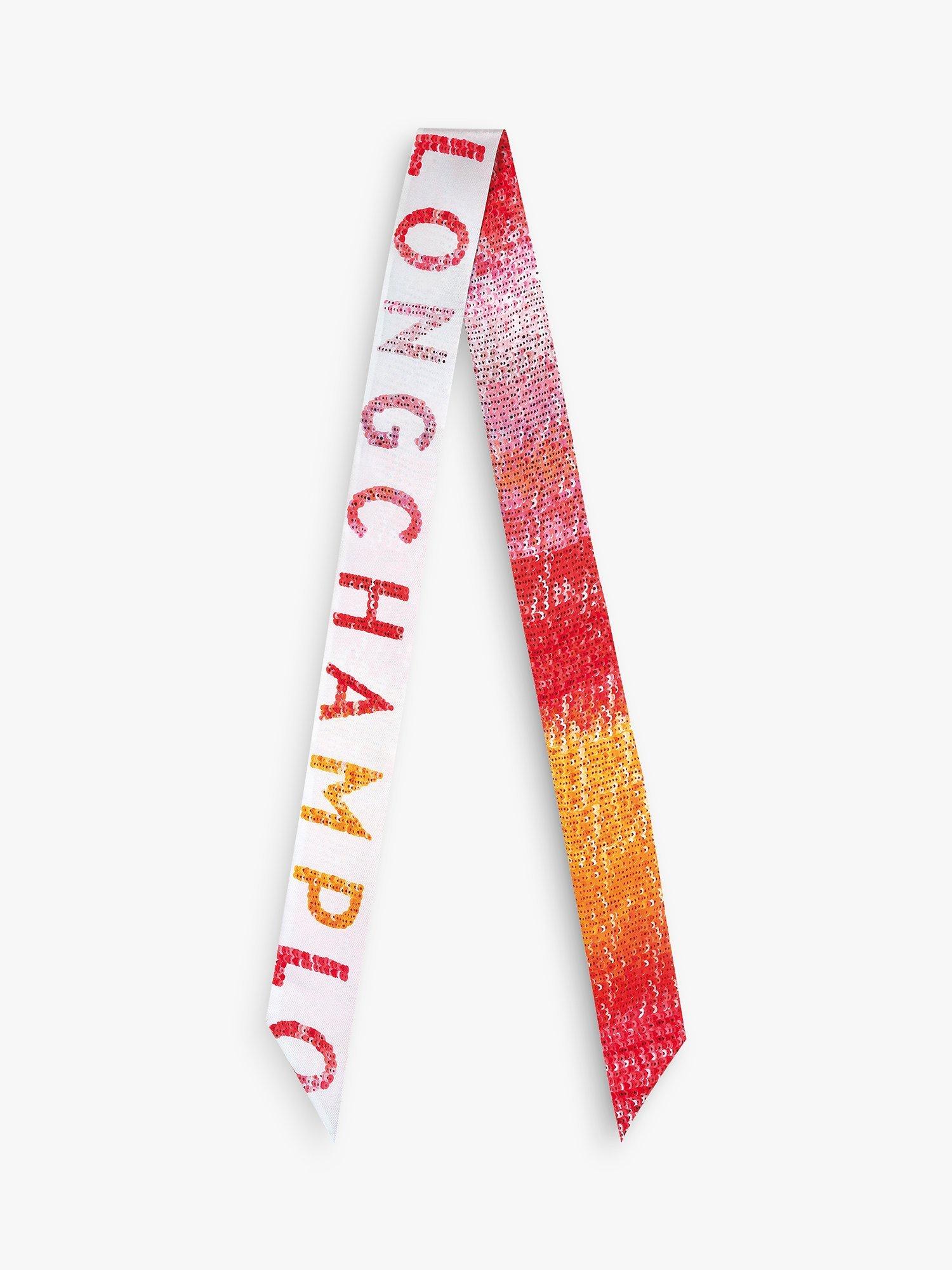 Longchamp Silk Gradient Print Skinny Scarf, Strawberry/Multi