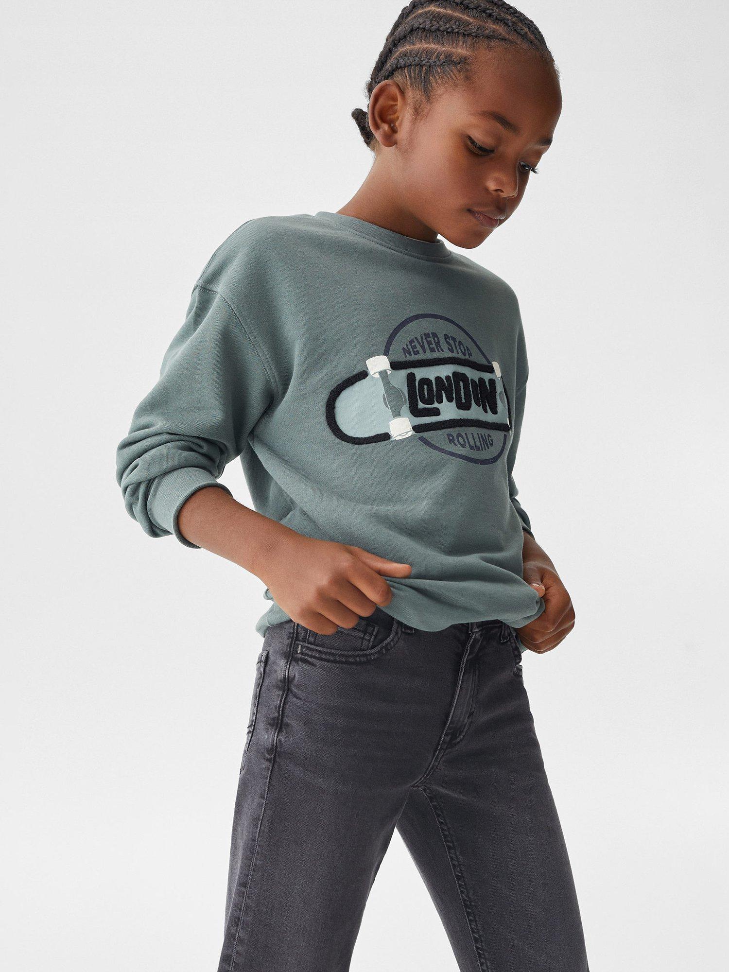 Mango Kids' Regular Fit Jeans, Open Grey