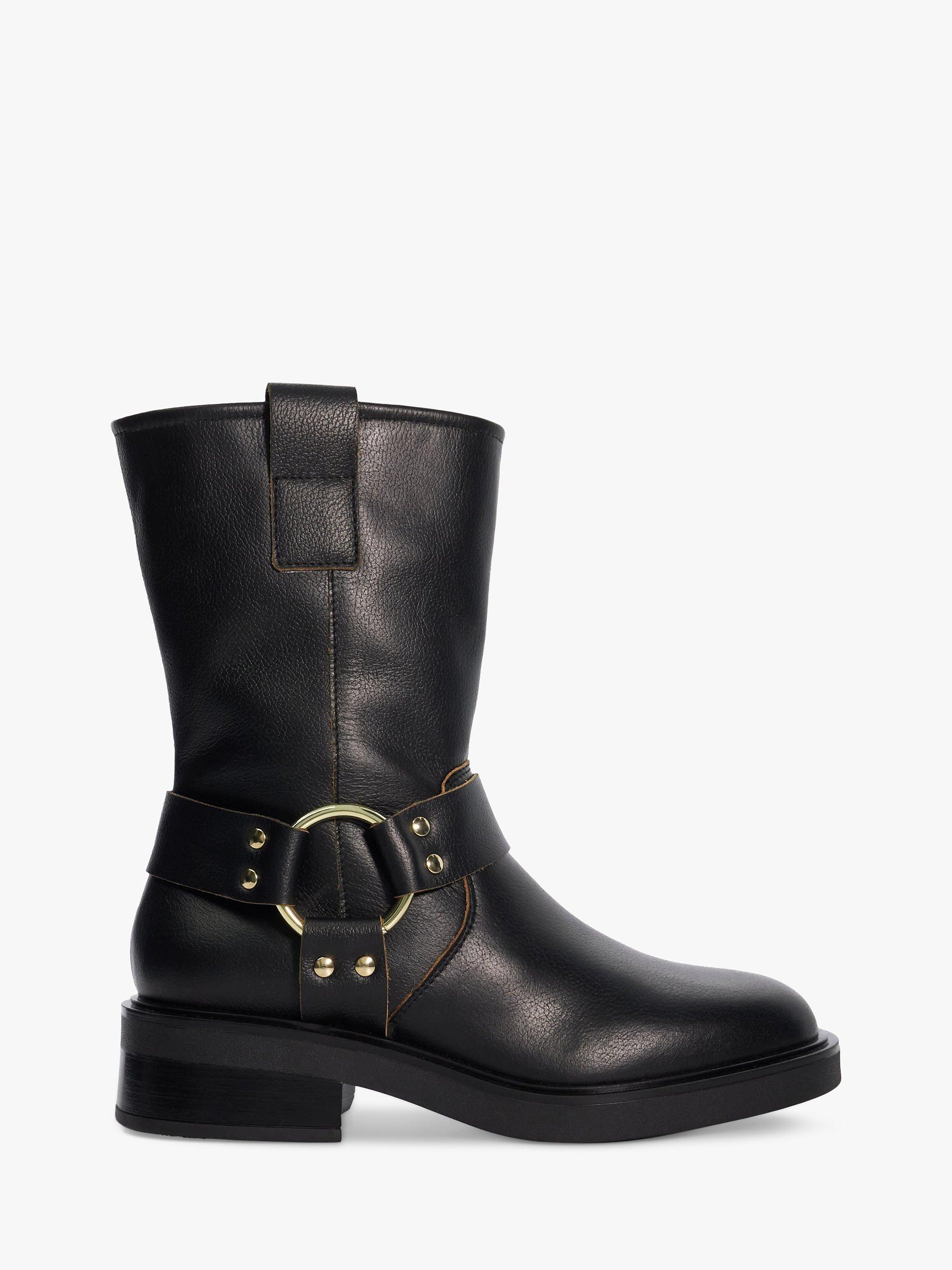 Dune Pally Leather Low Biker Boots Black