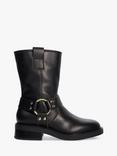 Dune London Pally Leather Low Biker Boots, Black