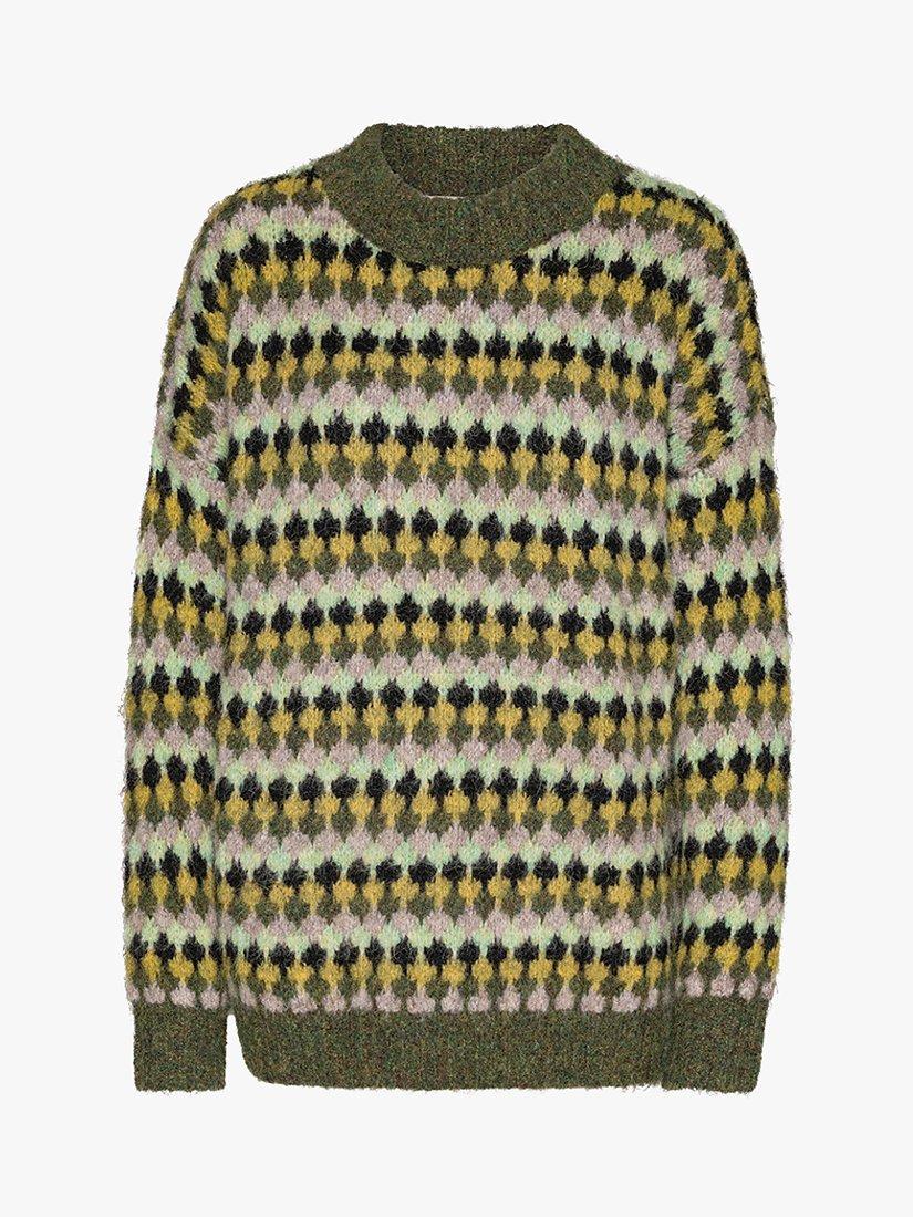A-VIEW Patrisia Pullover Abstract Jumper, Green/Sand