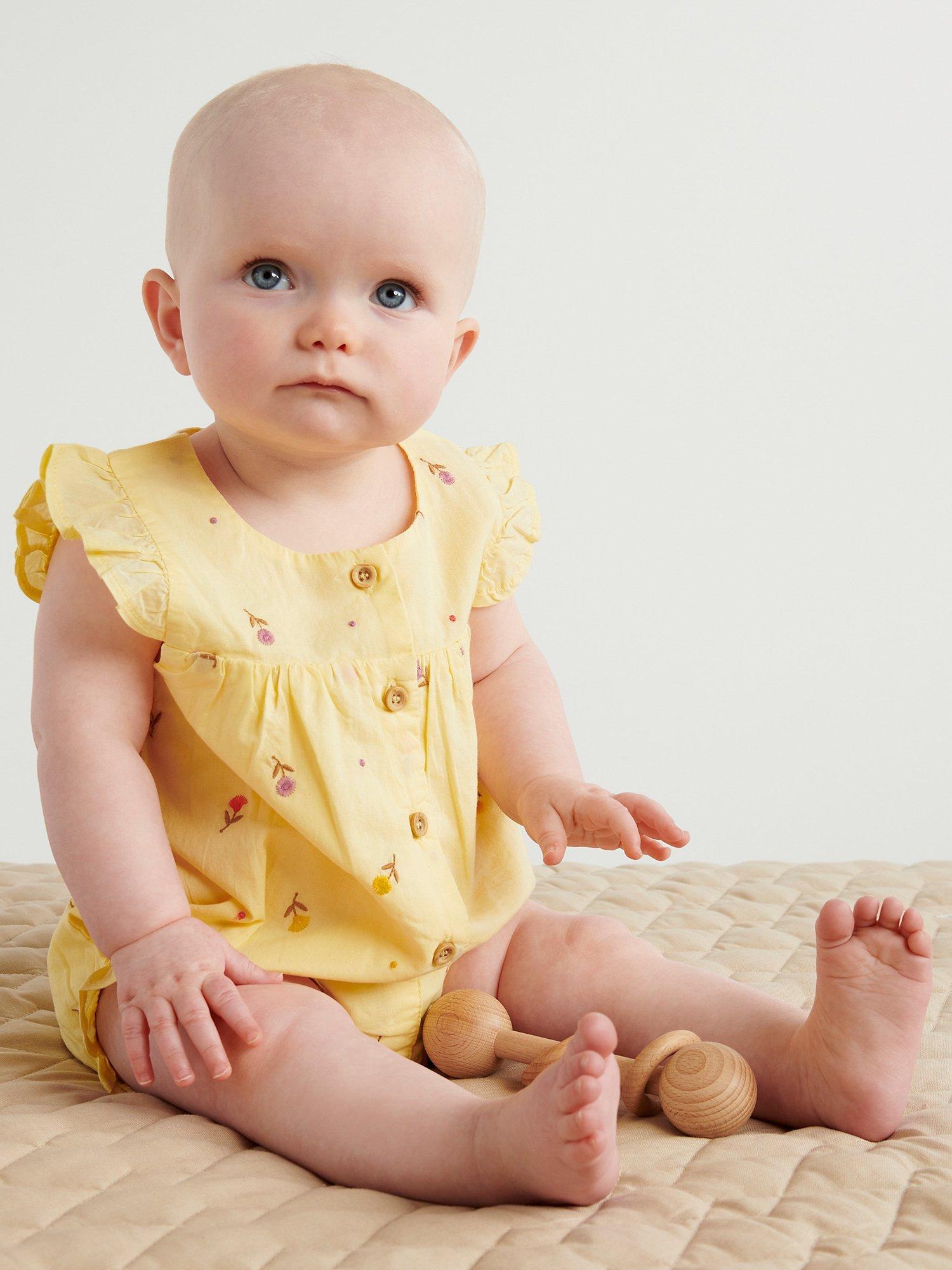 Purebaby Baby Organic Cotton Embroided Floral Bodysuit, Tufted Floral
