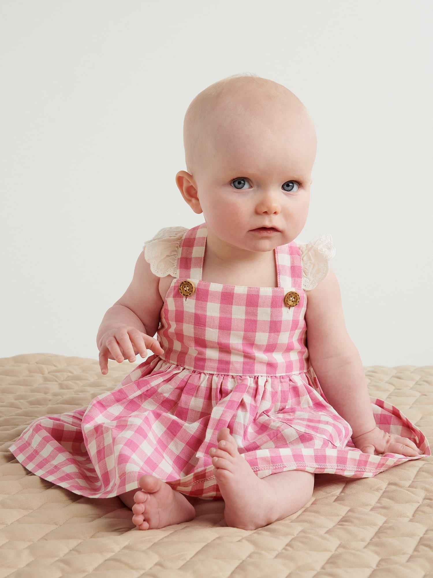 Pink gingham baby dress best sale