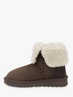 Celtic & Co. Fold Down Sheepskin Boots, Mocca/Cream - view 2, Mocca/Cream