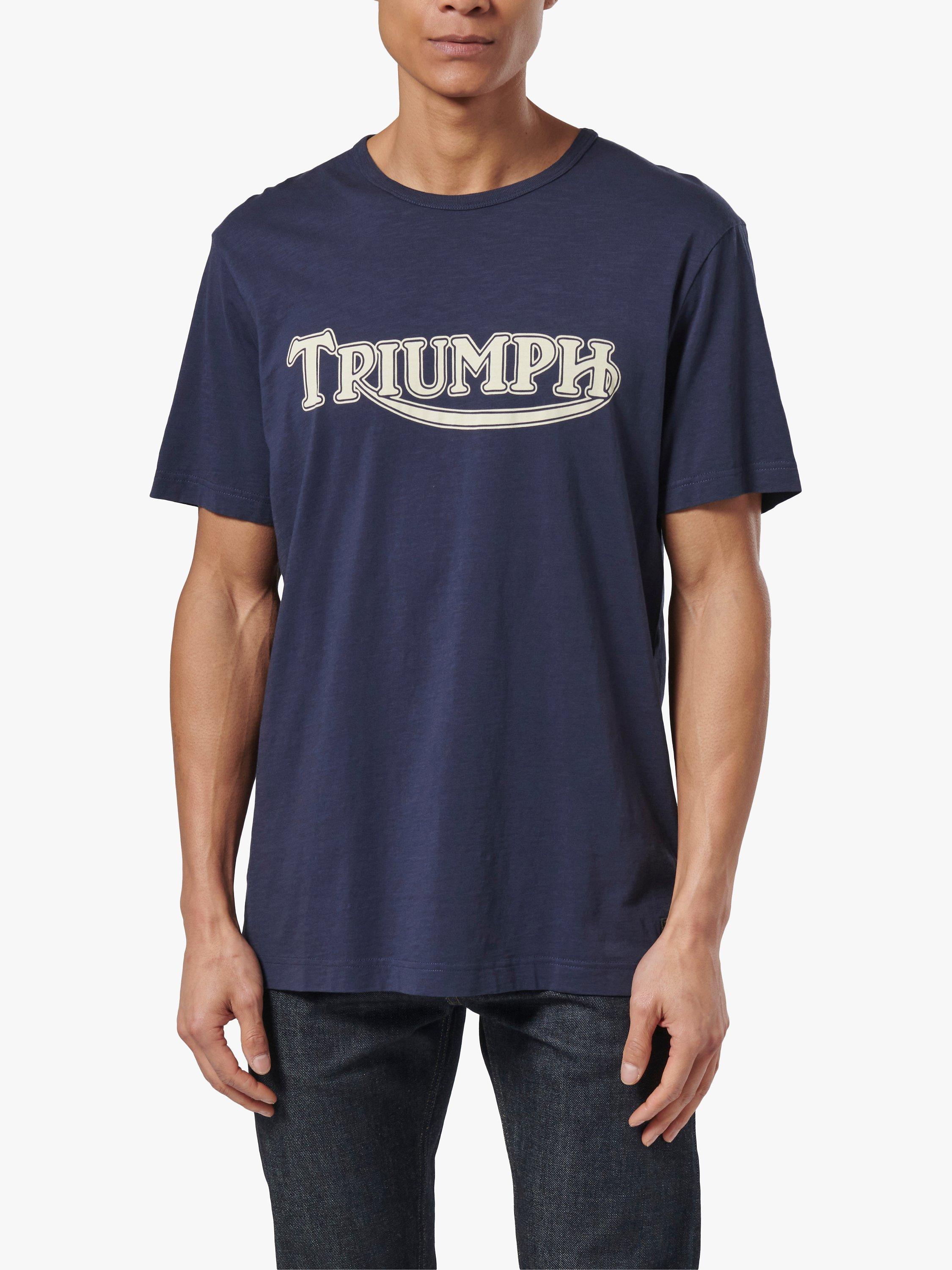 Product image 1 of 7, which shows Triumph Motorcycles Fork Seal T-Shirt, Indigo, S