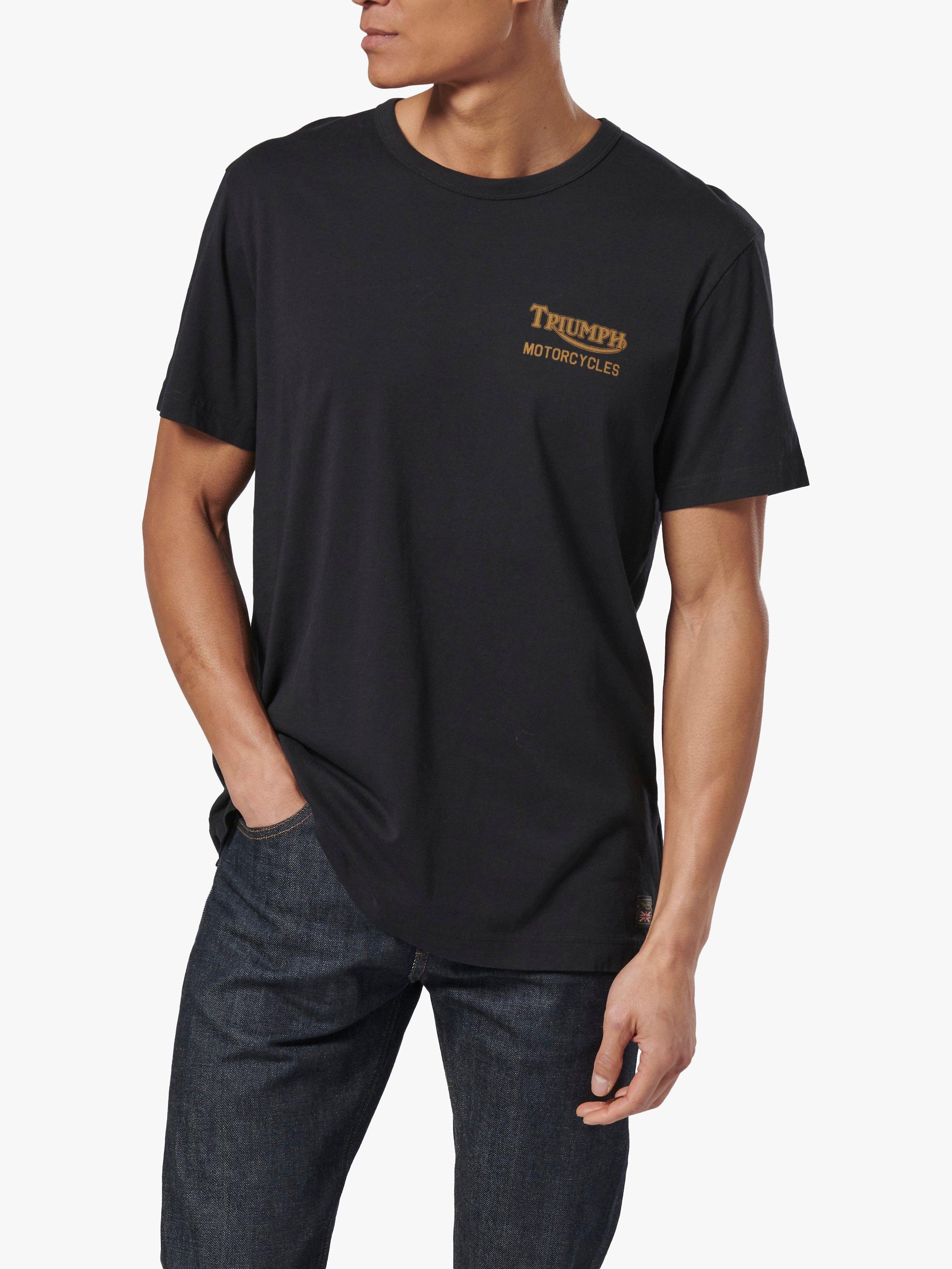 Product image 1 of 6, which shows Triumph Motorcycles Adcote T-Shirt, Black, S