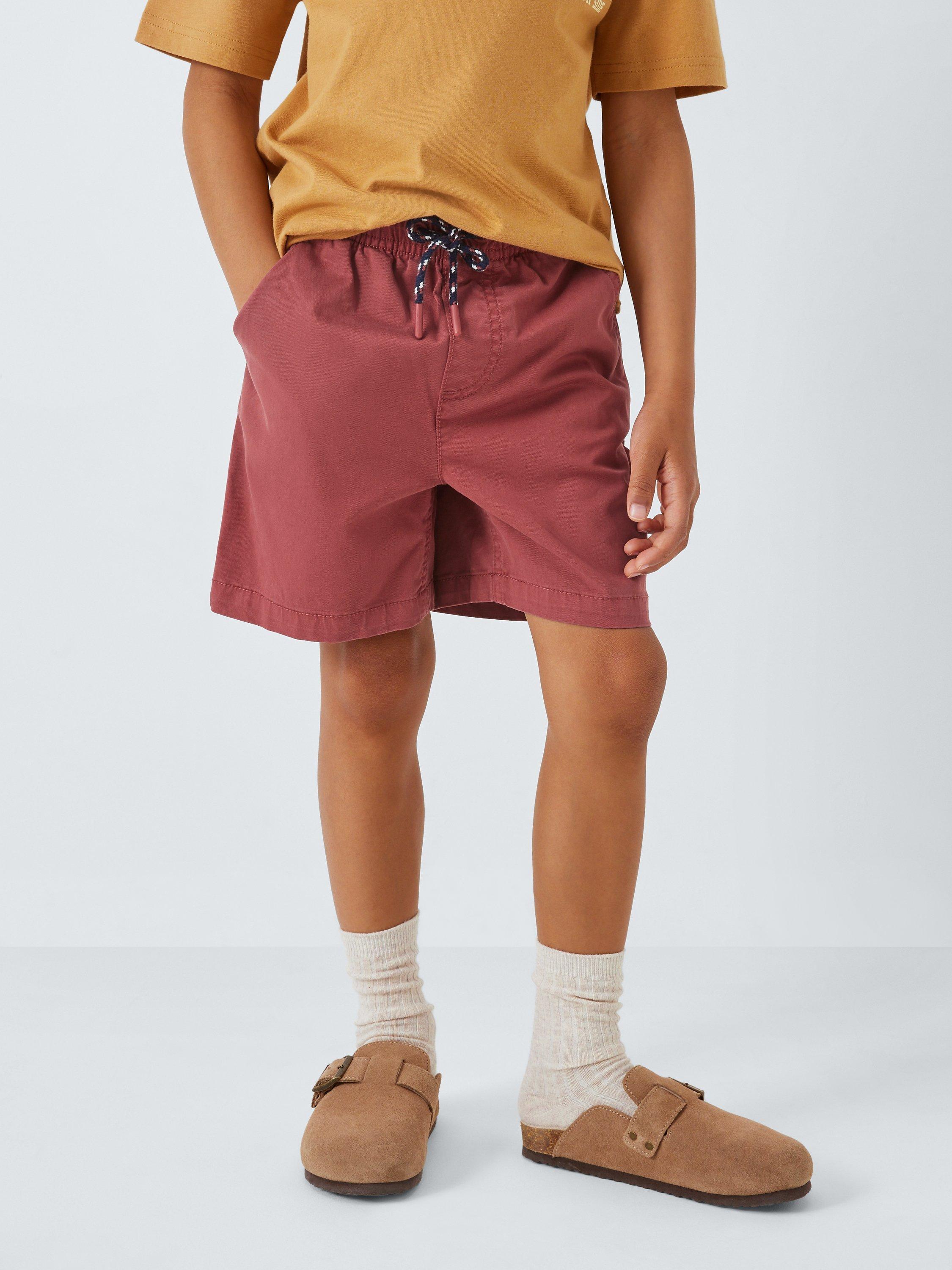 John Lewis Kids' Pull On Dock Shorts, Red, 3 years