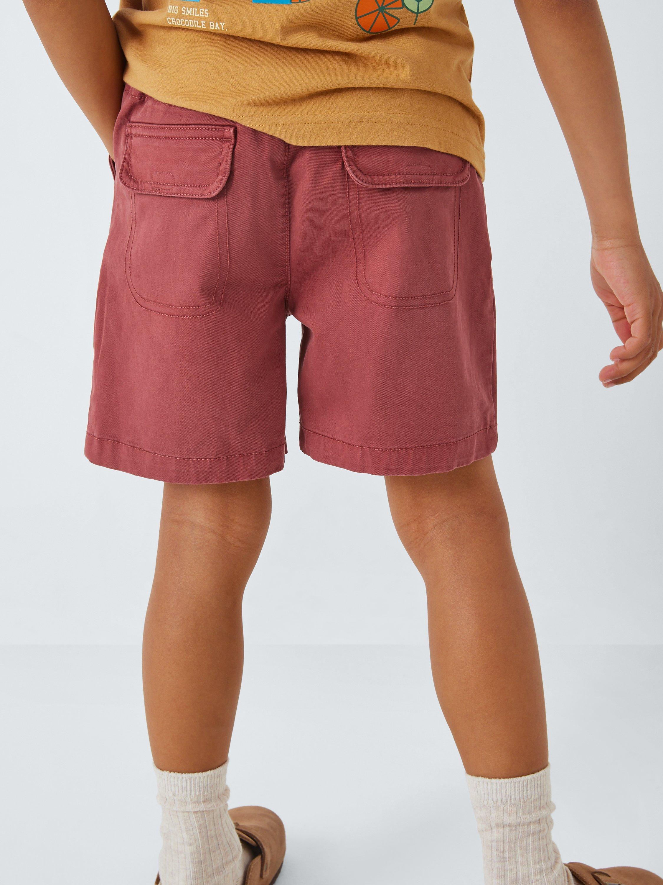 John Lewis Kids' Pull On Dock Shorts, Red, 3 years