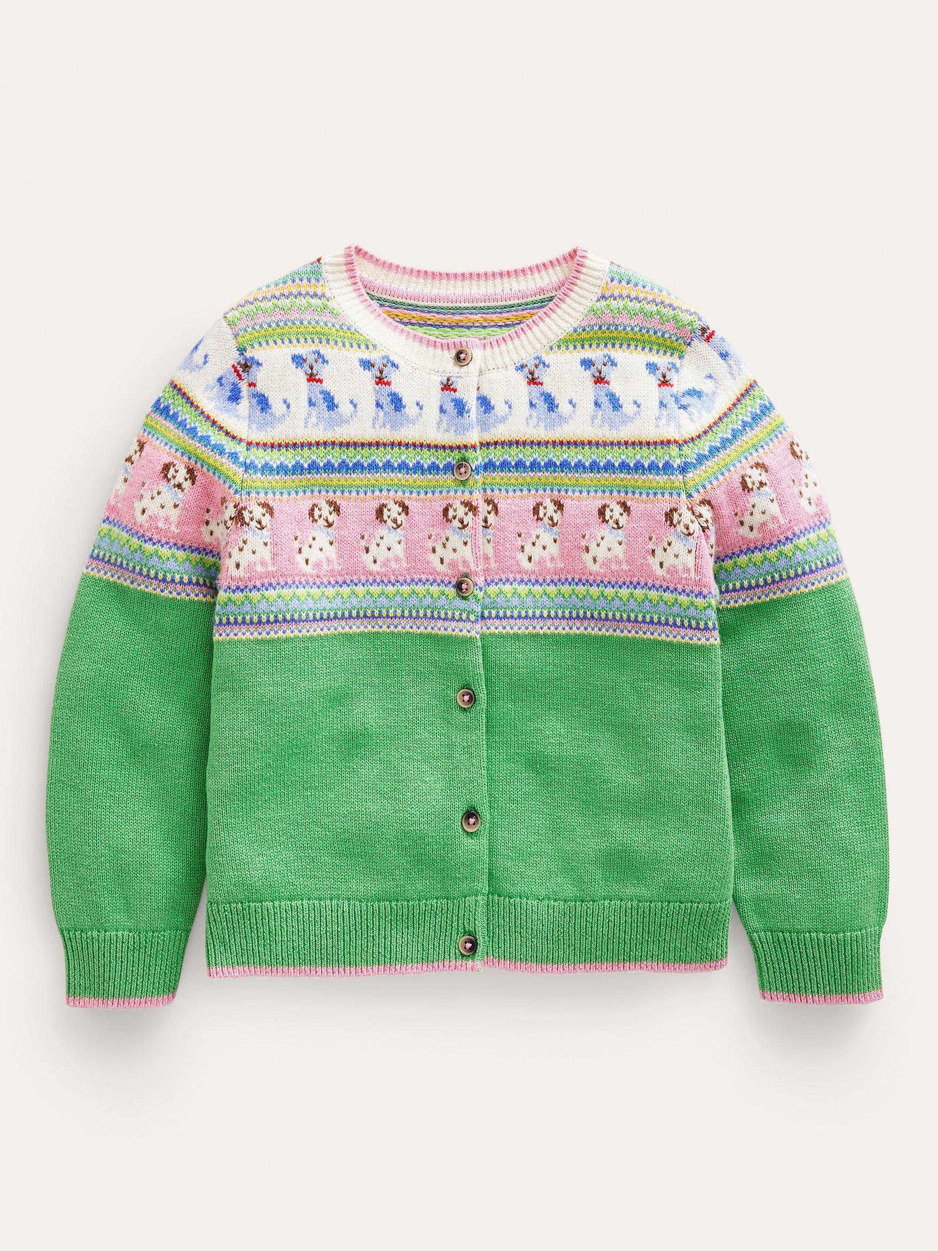 Mini Boden Kids' Fair Isle Wool Blend Cardigan, Multi
