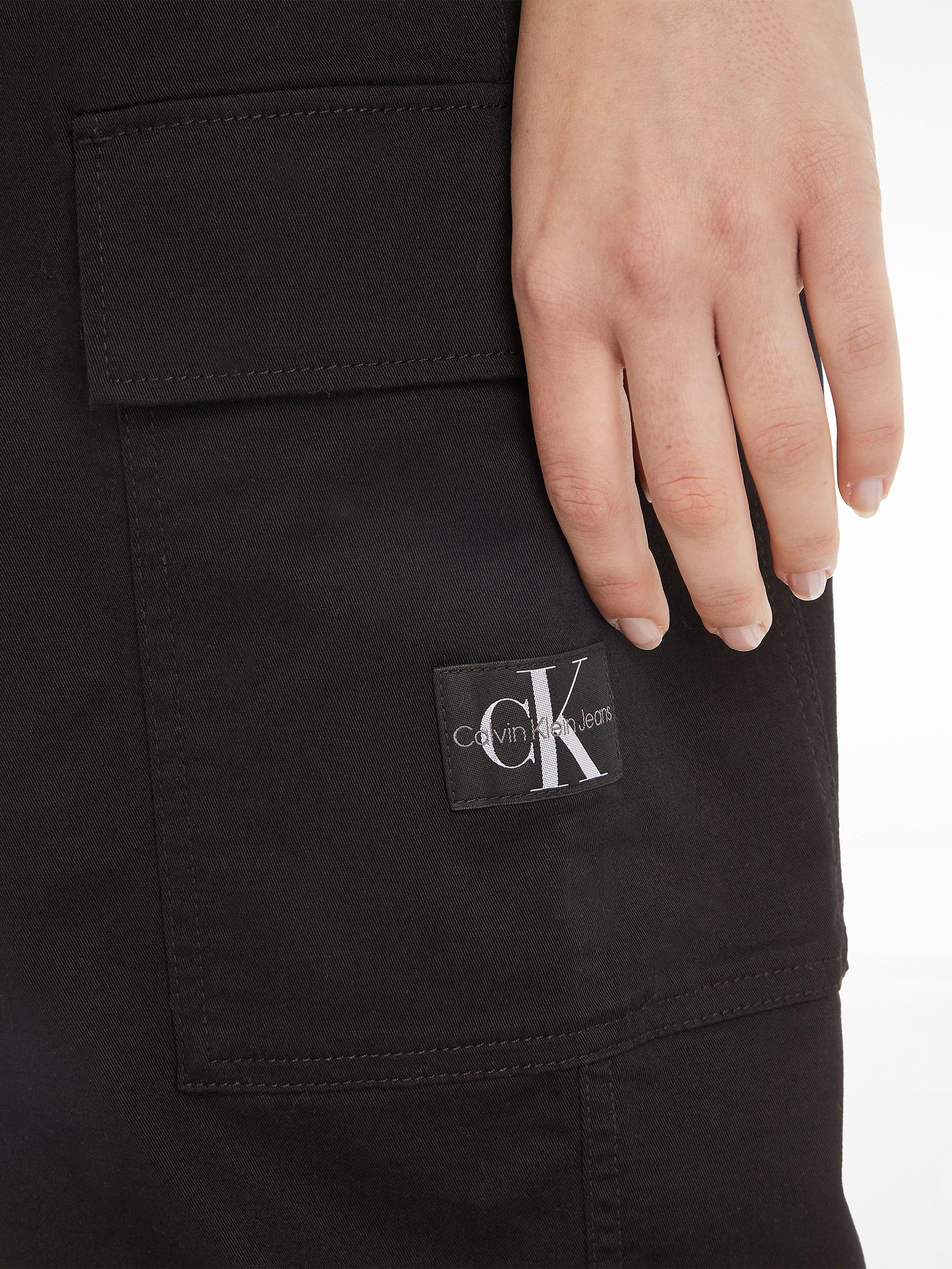 Calvin Klein Twill Straight Leg Cargo Trousers, Black, XS