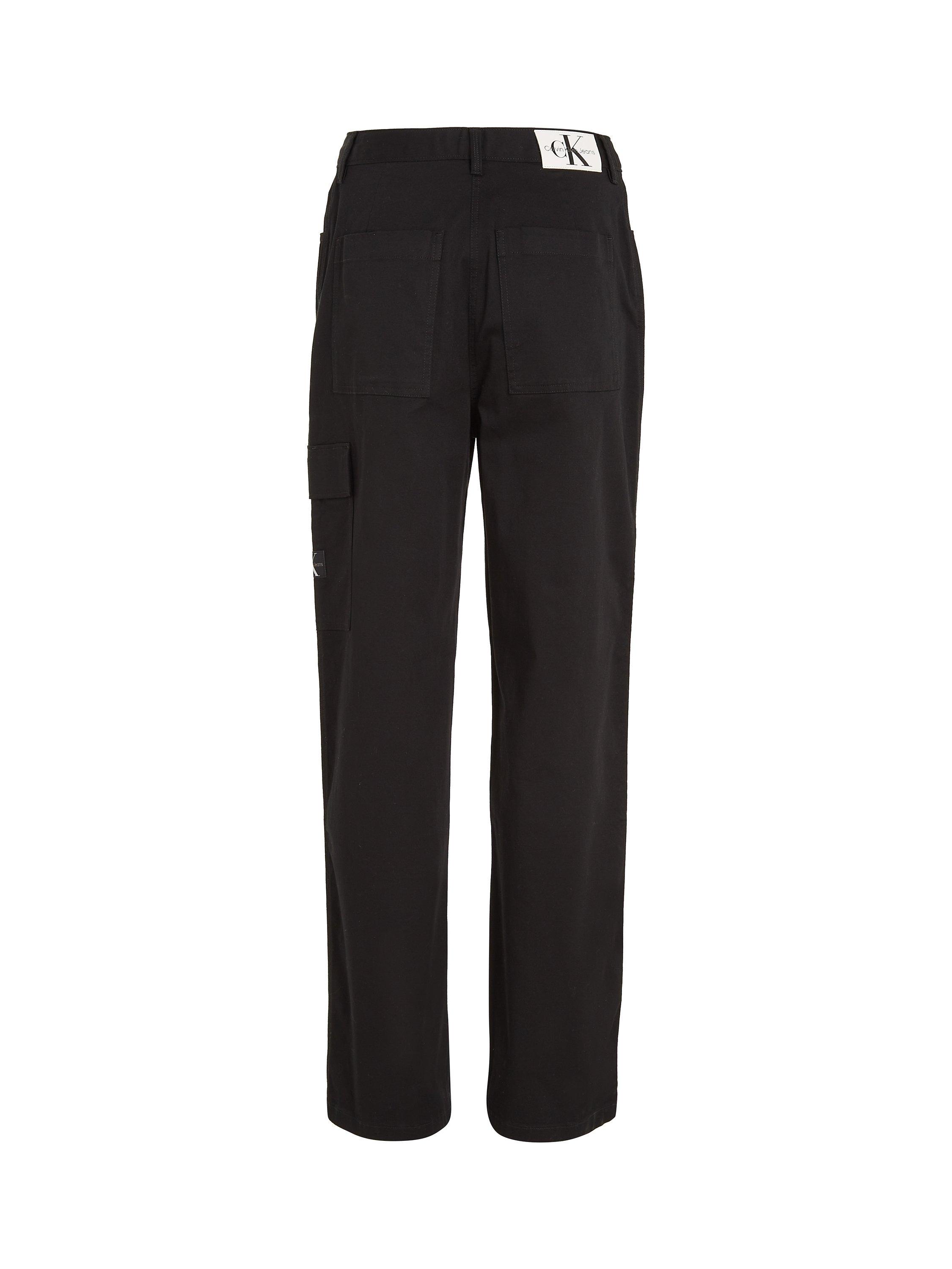 Calvin Klein Twill Straight Leg Cargo Trousers, Black, XS