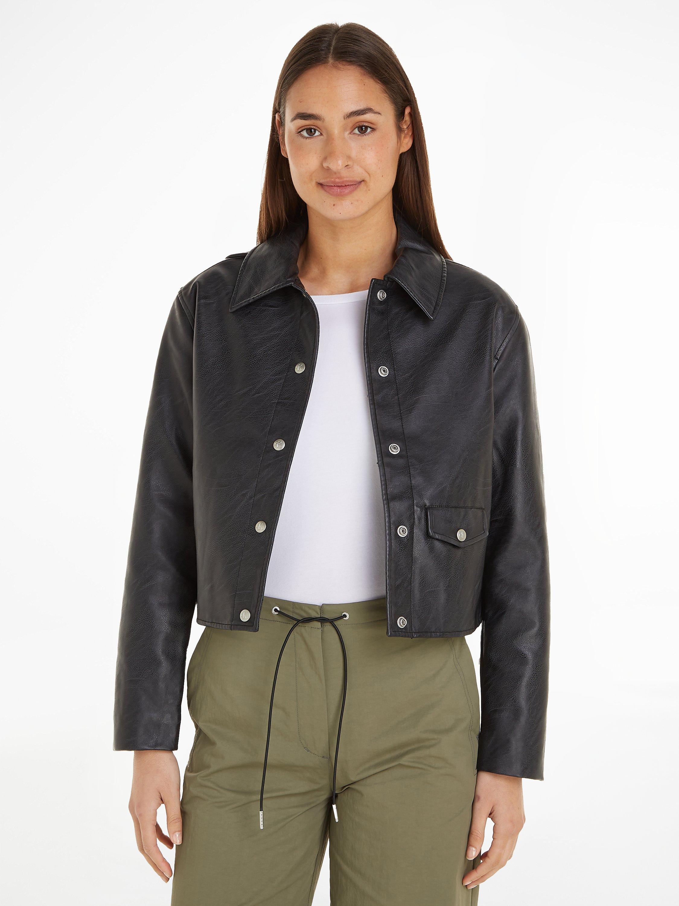 Calvin Klein Faux Leather Jacket, CK Black