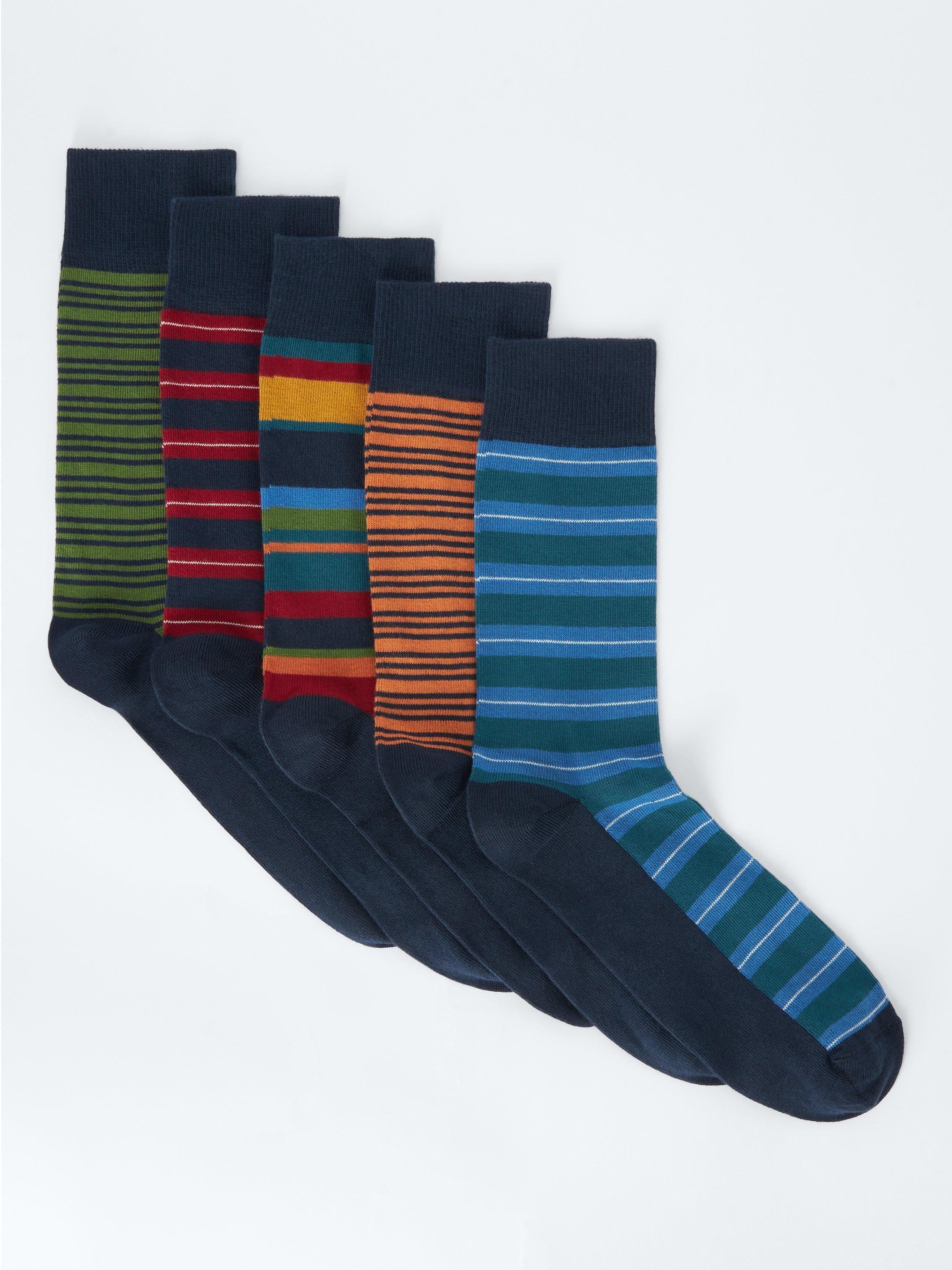 Product image 1 of 2, which shows John Lewis Stripe Socks, Pack of 5, Multi, S