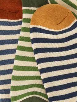 John Lewis Breton Stripe Socks, Pack of 3, Multi - view 2, Multi