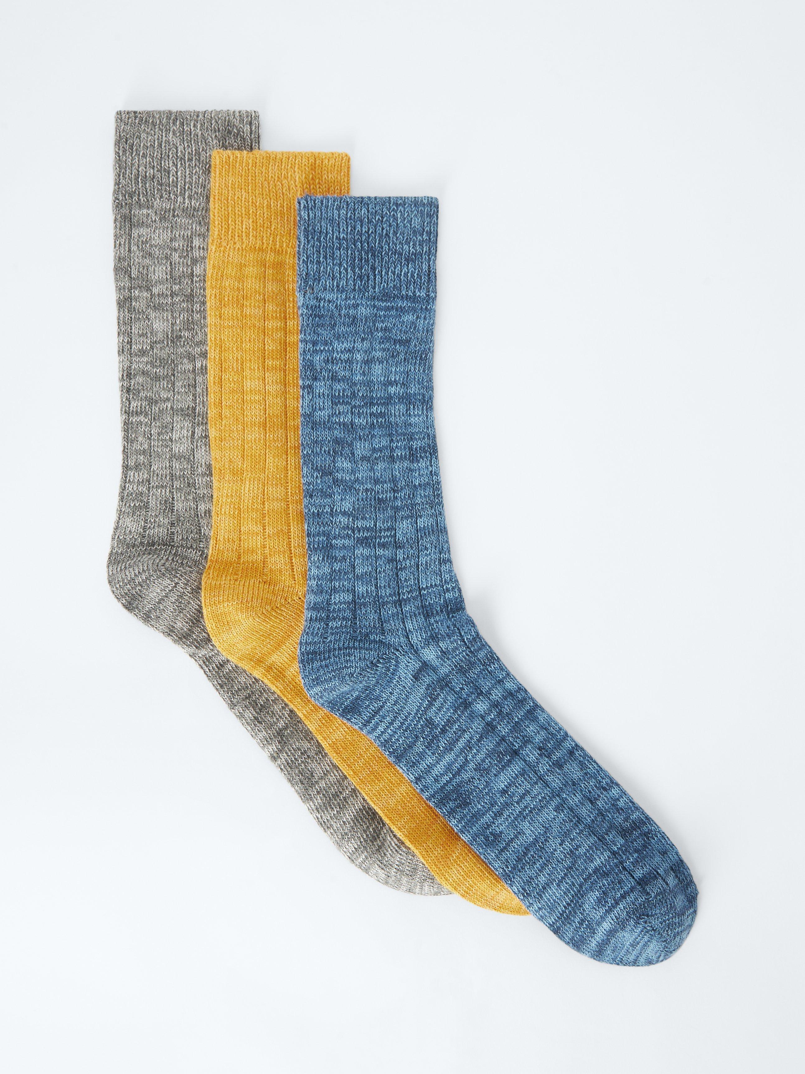 Product image 1 of 2, which shows John Lewis Rib Boot Socks, Pack of 3, Multi, S