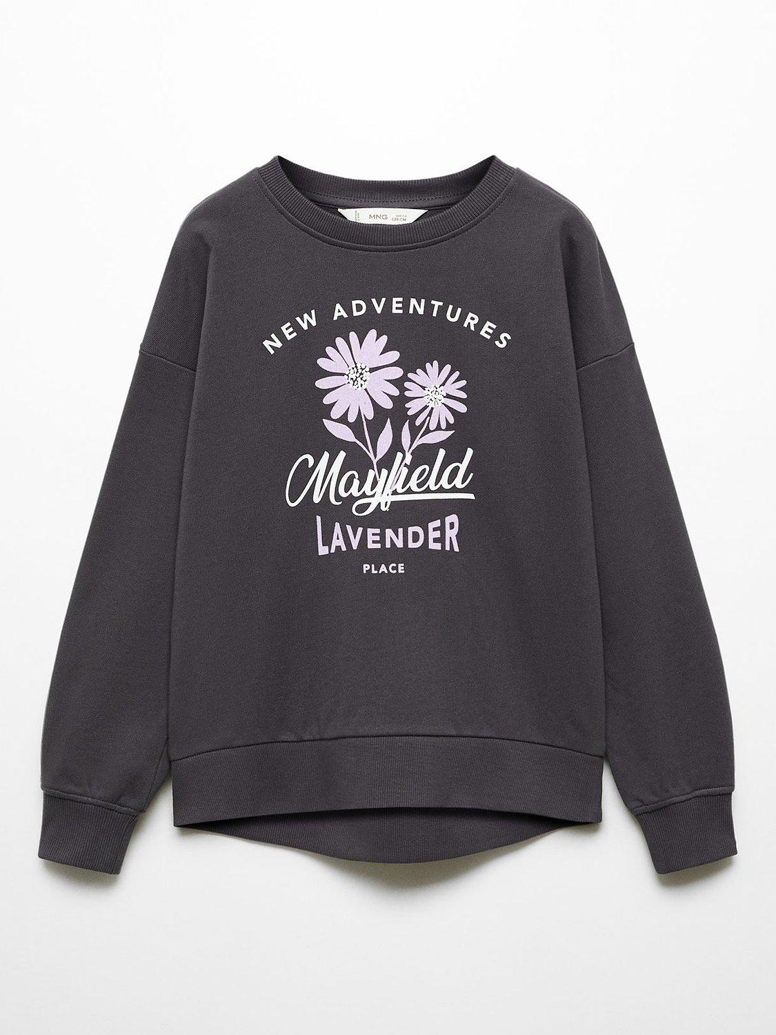 Mango Kids' Dublini Mayfield Lavender Sweatshirt, Charcoal