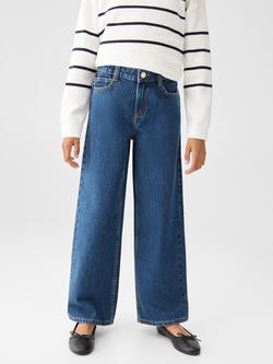 Mango Kids' Wide Leg Jeans, Dark Open Blue