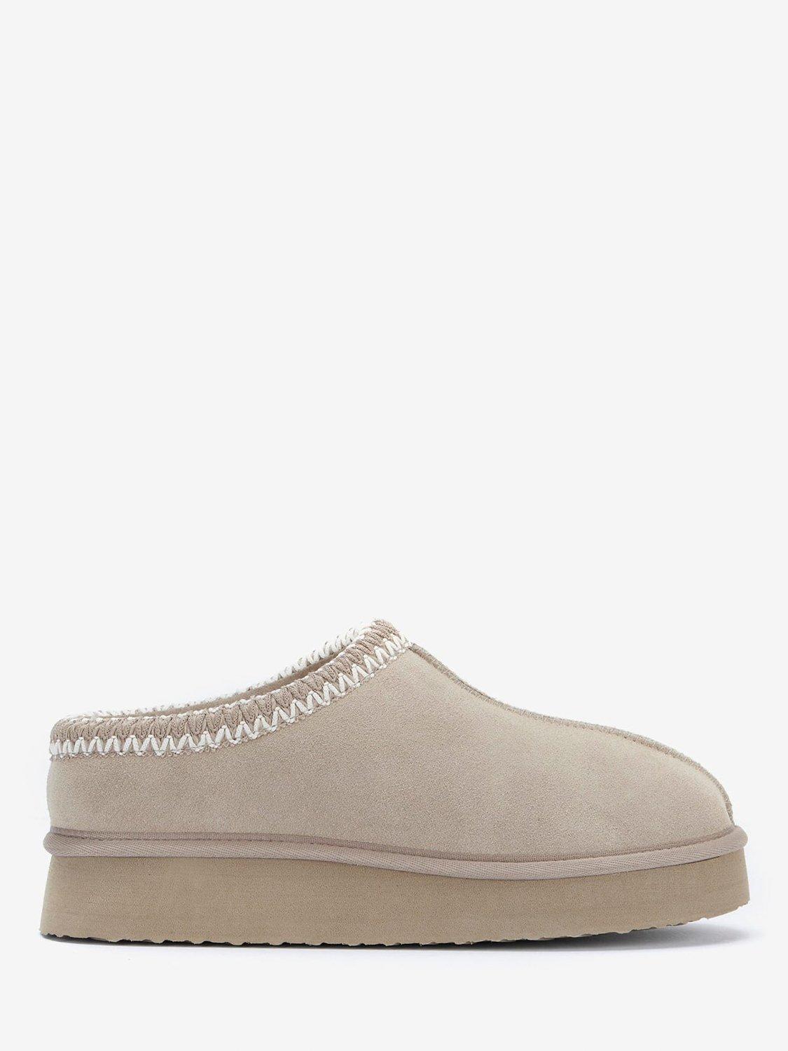 Mint Velvet Chunky Suede Slippers, Natural Taupe
