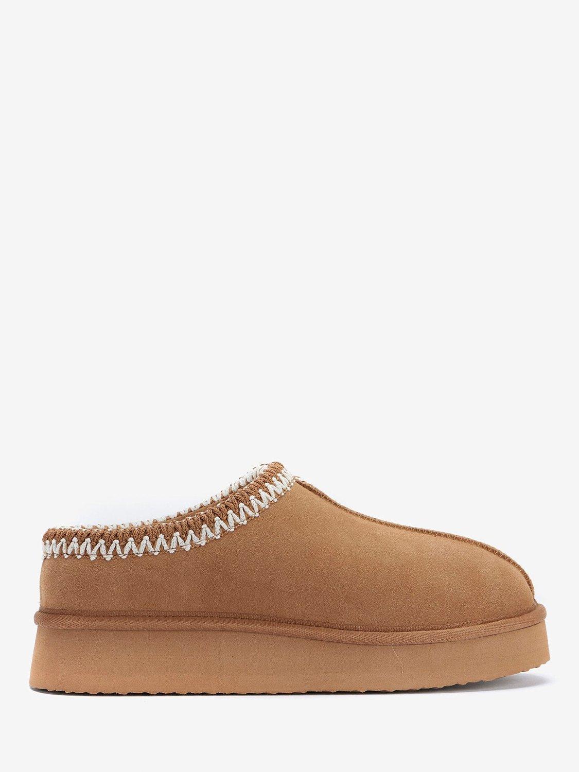 Mint Velvet Chunky Suede Slippers, Brown